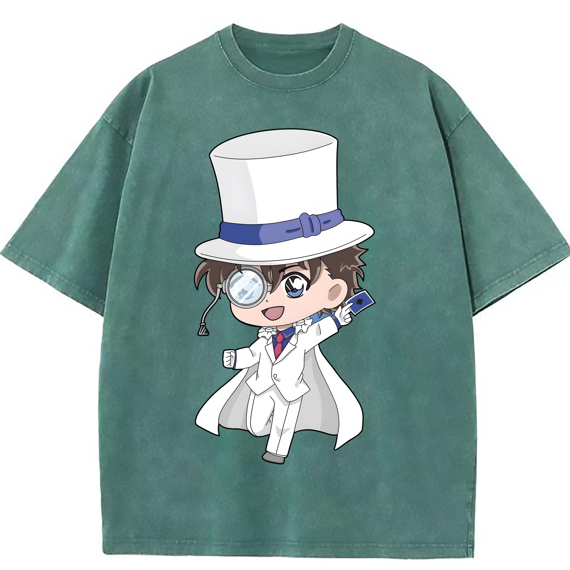 （画像用） 名探偵コナン くろば かいと Detective Conan Kuroba Kaito 綿100% ヴィンテージ風 半袖Tシャツ（フロントプリント）